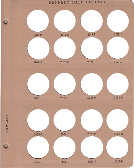 Kennedy Half Dollar Replacement Page 6 2018 P - 2027 D