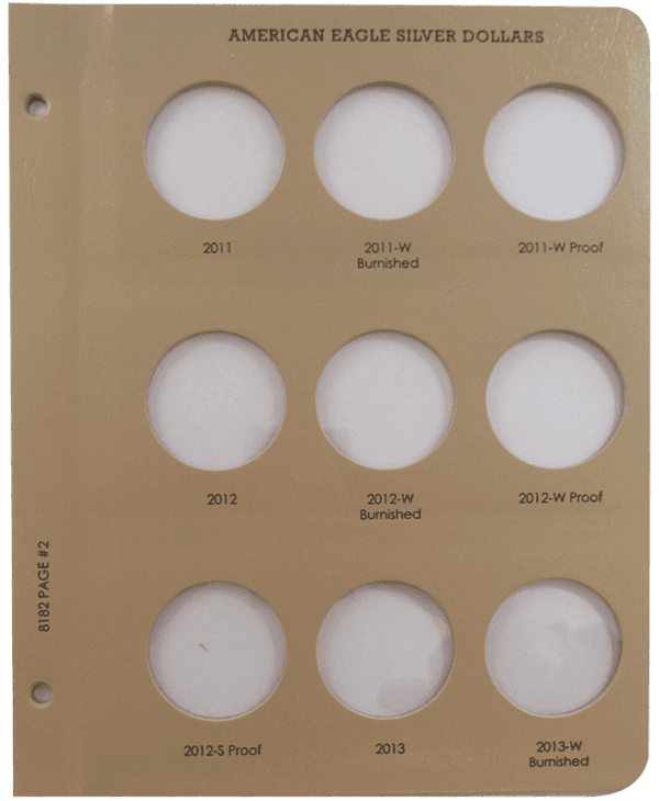 American Eagle Silver Dollars w/Proof Vol 2 Replacement Page 2 2011-2013W Burnished
