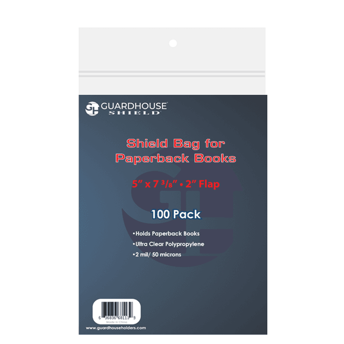 Shield Bag for Paperback Books 5 x 7 3/8 + 2" Flap