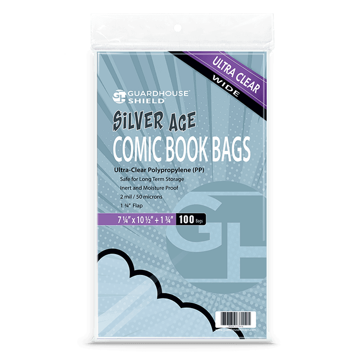 Shield Bag for Thicker Silver Comic Books (Wide Size) - 7 1/4 x 10 1/2