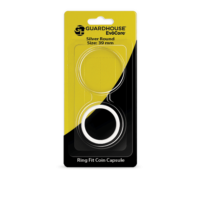 EvoCore Silver Round Silicone Ring Fit Coin Holder - 39mm (Clear)