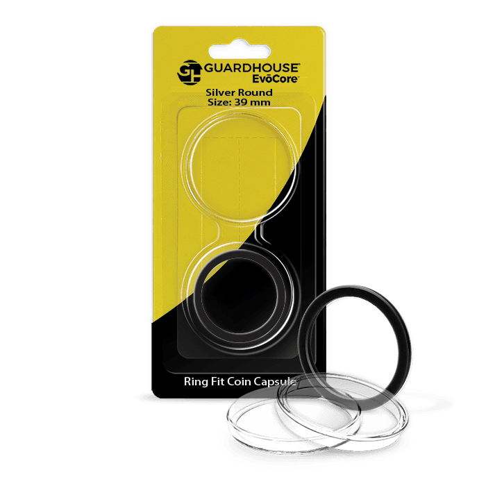 EvoCore Silver Round Silicone Ring Fit Coin Holder - 39mm (Black) - alternate view 1