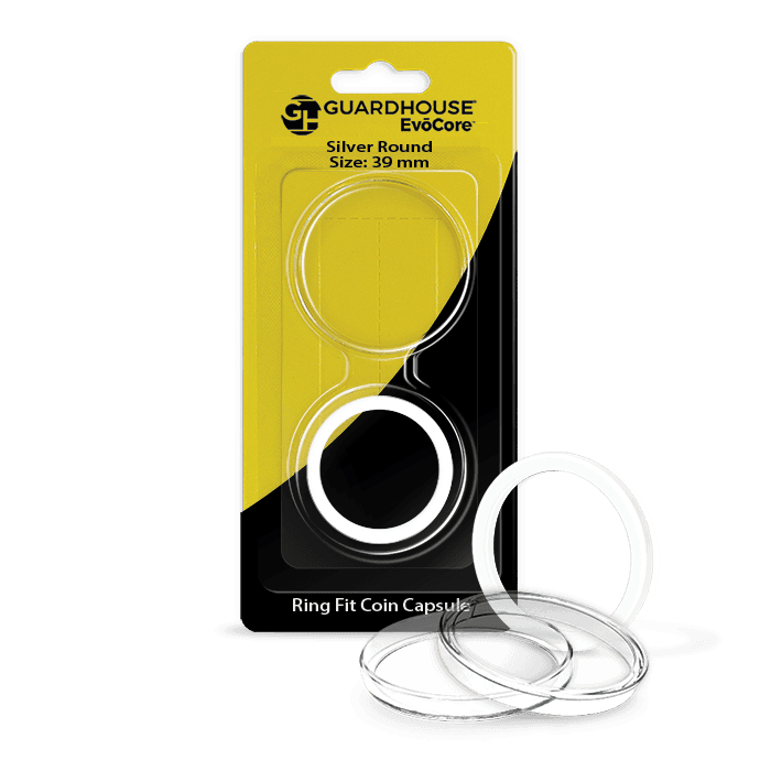 EvoCore Silver Round Silicone Ring Fit Coin Holder - 39mm (White) - alternate view 1