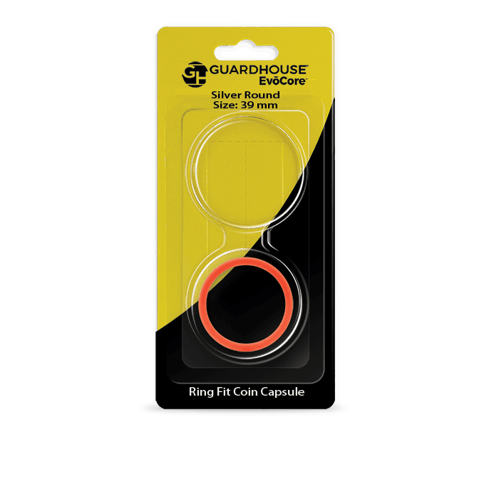 EvoCore Silver Round Silicone Ring Fit Coin Holder - 39mm (Red)