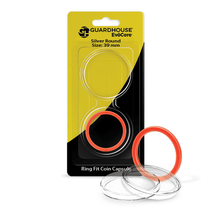 EvoCore Silver Round Silicone Ring Fit Coin Holder - 39mm (Red) - alternate view 1