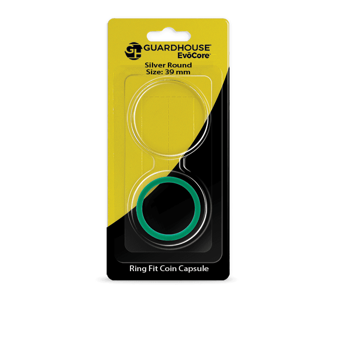 EvoCore Silver Round Silicone Ring Fit Coin Holder - 39mm (Green)