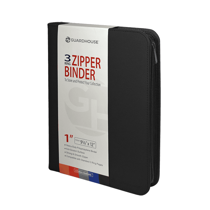 Zipper Binder with 3 Ring Clip - Black