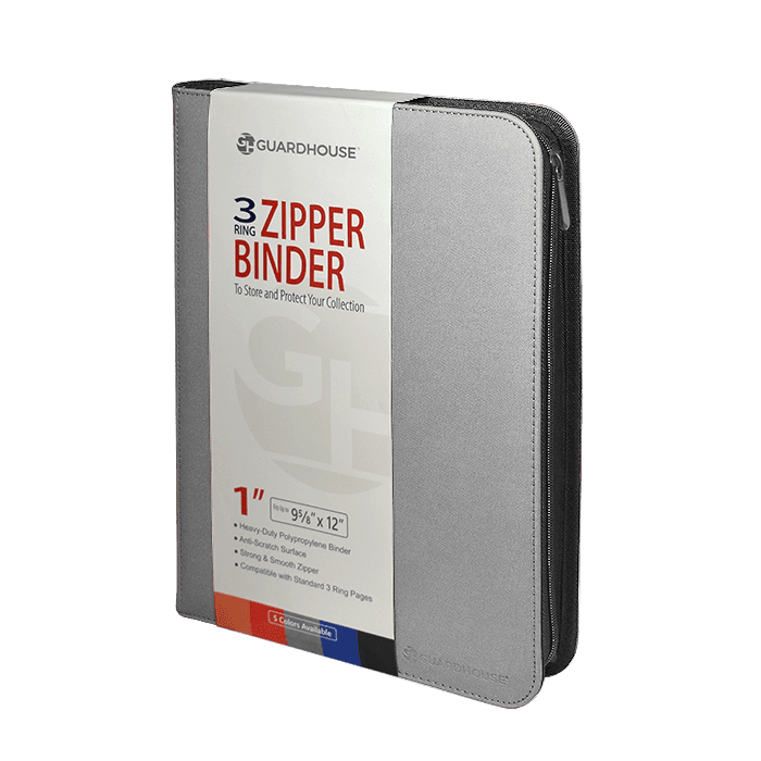 Zipper Binder with 3 Ring Clip - Gray