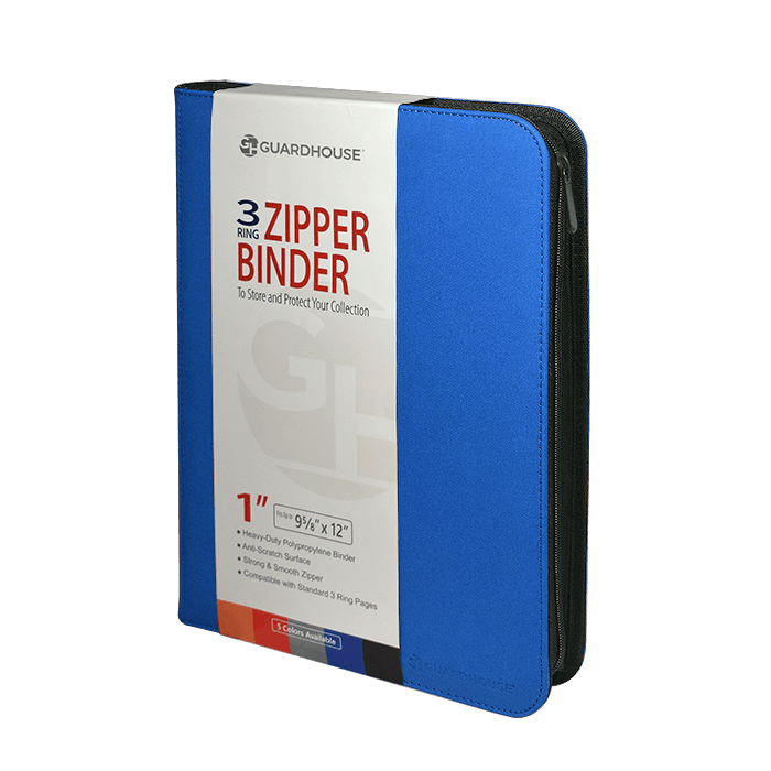 Zipper Binder with 3 Ring Clip - Blue