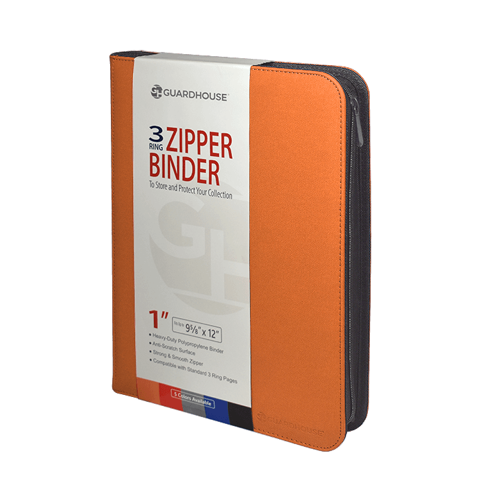 Zipper Binder with 3 Ring Clip - Orange