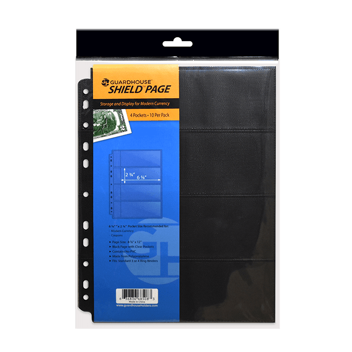 4 Pocket Double-Sided Pages for Modern-Sized Currency - 10 pack