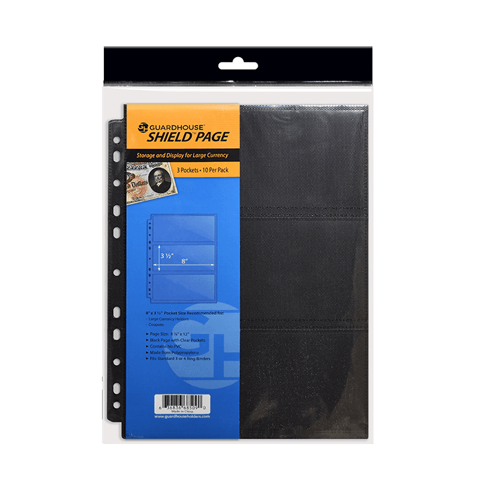 3 Pocket Double-Sided Pages for Large-Sized Currency - 10 Pack