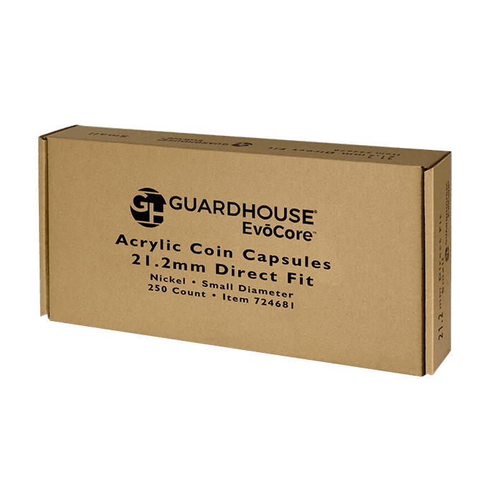 Nickel 21.2 mm bulk Direct-Fit EvoCore coin holders. 250 count box. - alternate view 1