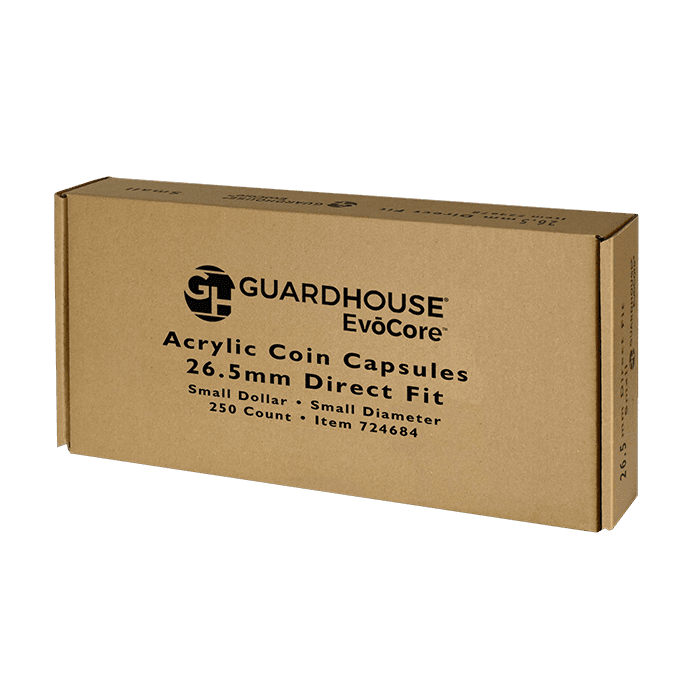 Small Dollar 26.5mm bulk Direct-Fit / S Ring-Fit EvoCore coin Holders 250 count box. - alternate view 1