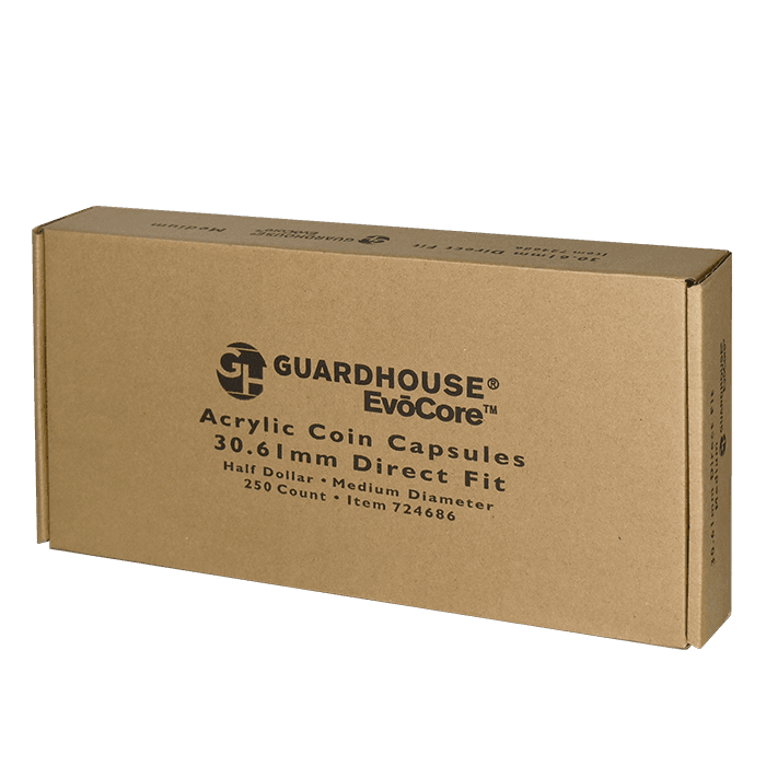 Half Dollar 30.6mm Bulk Direct-Fit / M Ring-Fit EvoCore Coin Holders. 250 count box. - alternate view 1
