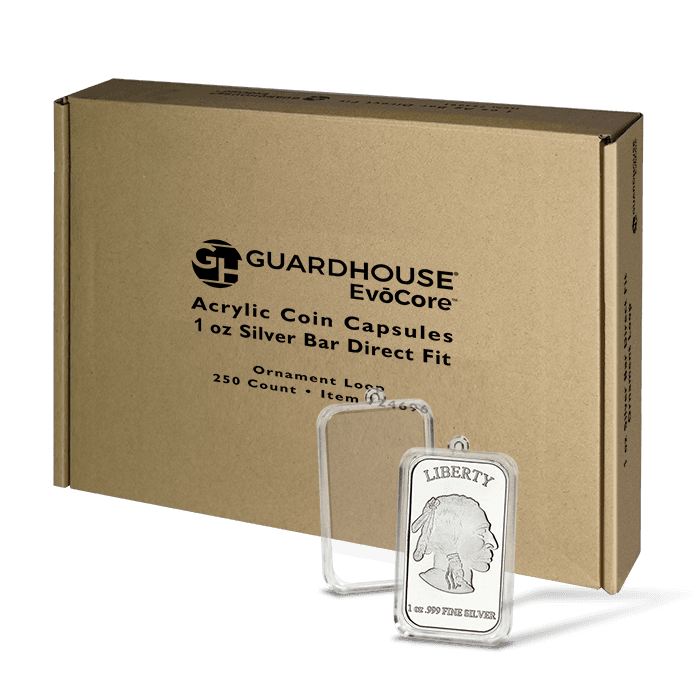 Evocore 1 Oz Silver Bar Holder with Ornament Loop. 250 Count Box - alternate view 1