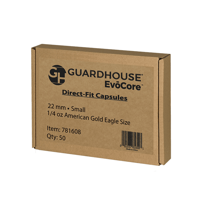 1/4 oz Gold Eagle 22mm direct fit EvoCore coin holders - (S dia) / 50 per box. - alternate view 1