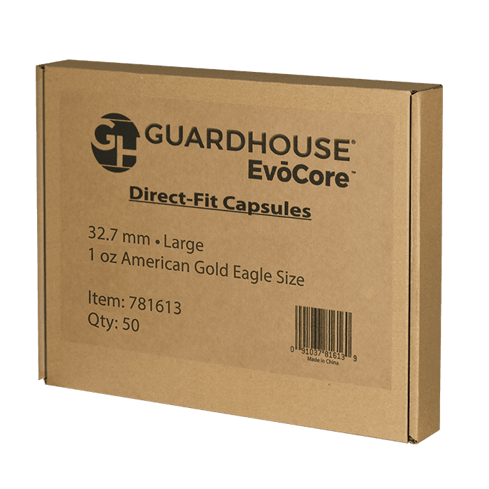 1 oz Gold Eagle 32mm direct fit EvoCore coin holders - (L dia) / 50 per box. - alternate view 1