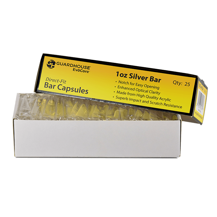 1 oz Silver Bar Direct-Fit EvoCore Coin Capsules - 25 per box. - alternate view 1