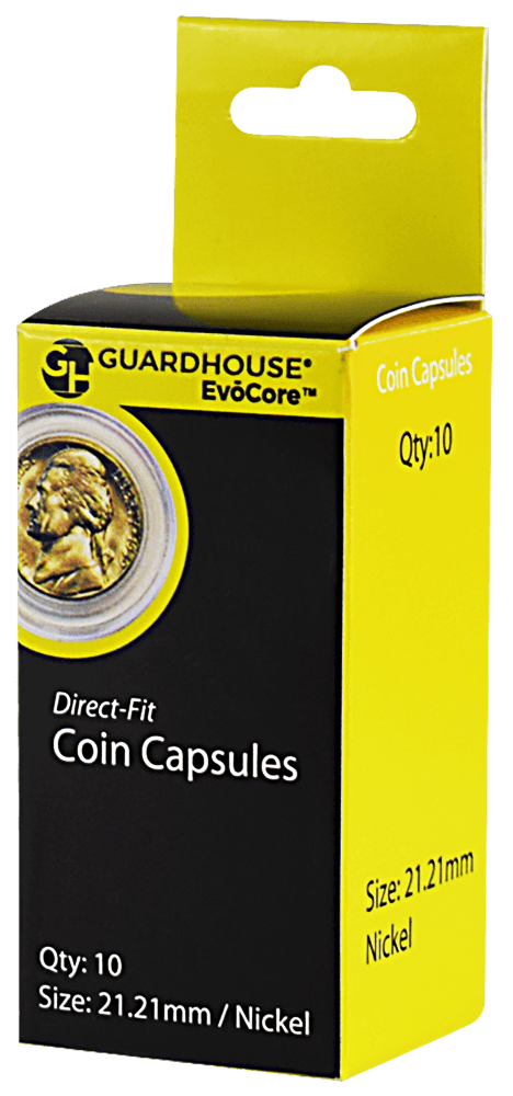 Nickel (21.2mm) Direct-Fit EvoCore Coin Capsules - 10 Pack