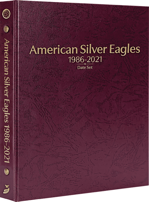American Silver Eagles 1986-2021, Date Set P, S, & W (Burgundy)