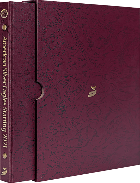 American Silver Eagles Starting 2021, Date Set P, S & W (Burgundy) - alternate view 1