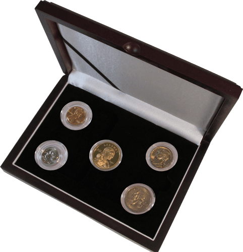 Guardhouse Wood Display Box - GH-W1300 - Holds 5 Small Guardhouse coin capsules - alternate view 4