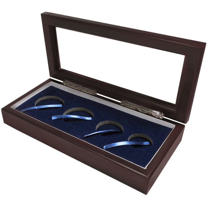 Guardhouse Glass-top Wood Display Box -GH-W1800: (S,M,2L) American Gold Eagle Set in Ringed Capsules