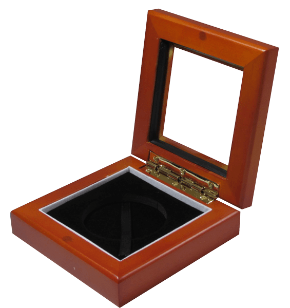 Guardhouse 3.87x3.87 Glass-top Wood Display Box - Holds Medium Sized Capsule