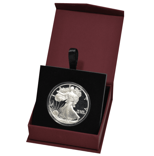 Folding Coin Capsule Box with Magnetic Lid and Stand Insert - Large Capsule
