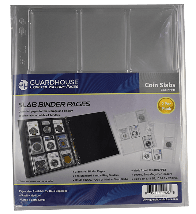 Certified Coin Slab Album Pages - 9 Slabs (PET Vac Form)