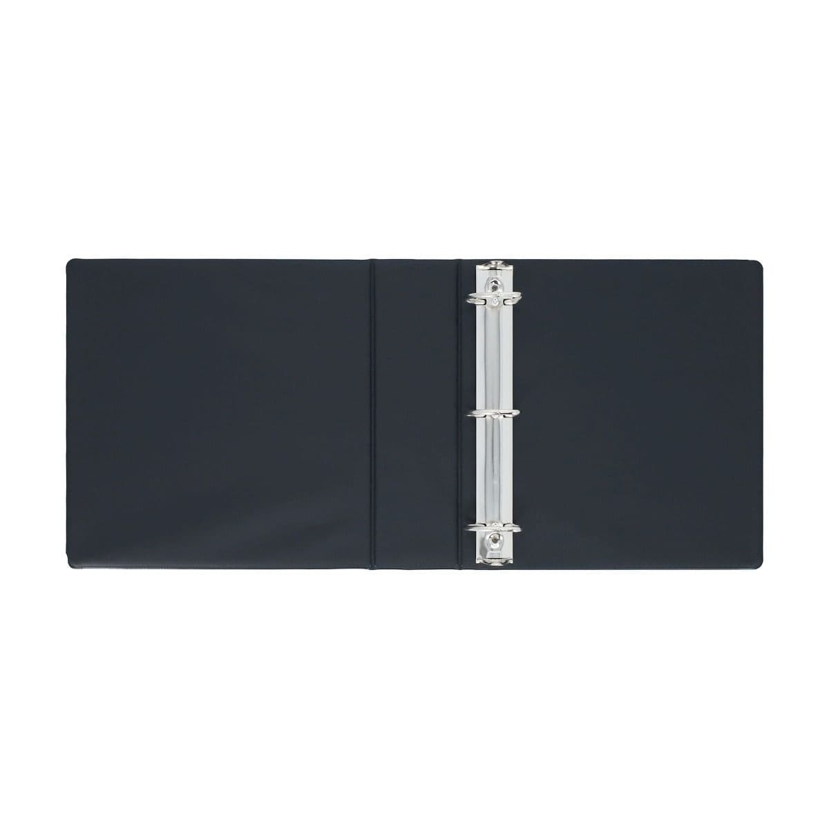 BCW 3 in. Album - Hockey - Black, opened and empty. Showcasing the D-ring mechanism