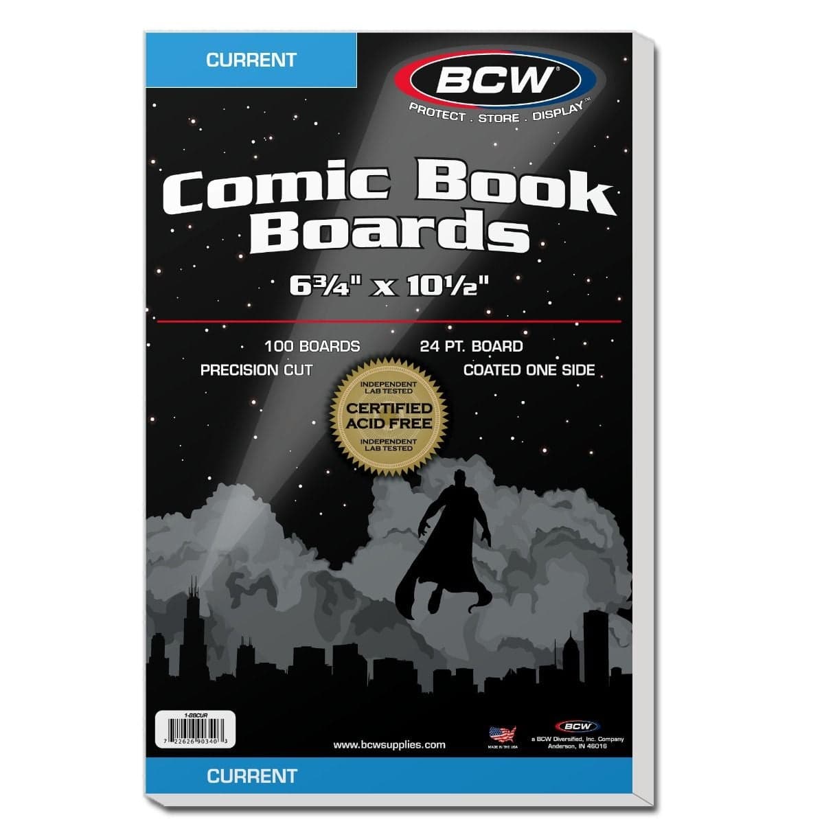 Packaging of BCW Current Comic Backing Boards, 100 per pack