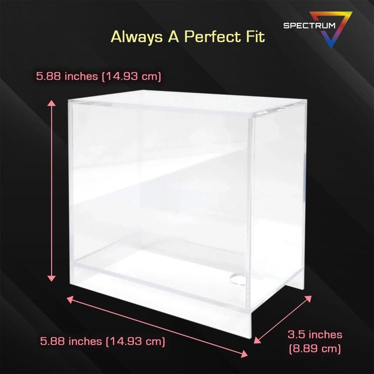 Spectrum Booster Box Display Case (Small) infographic, Always a Perfect Fit.