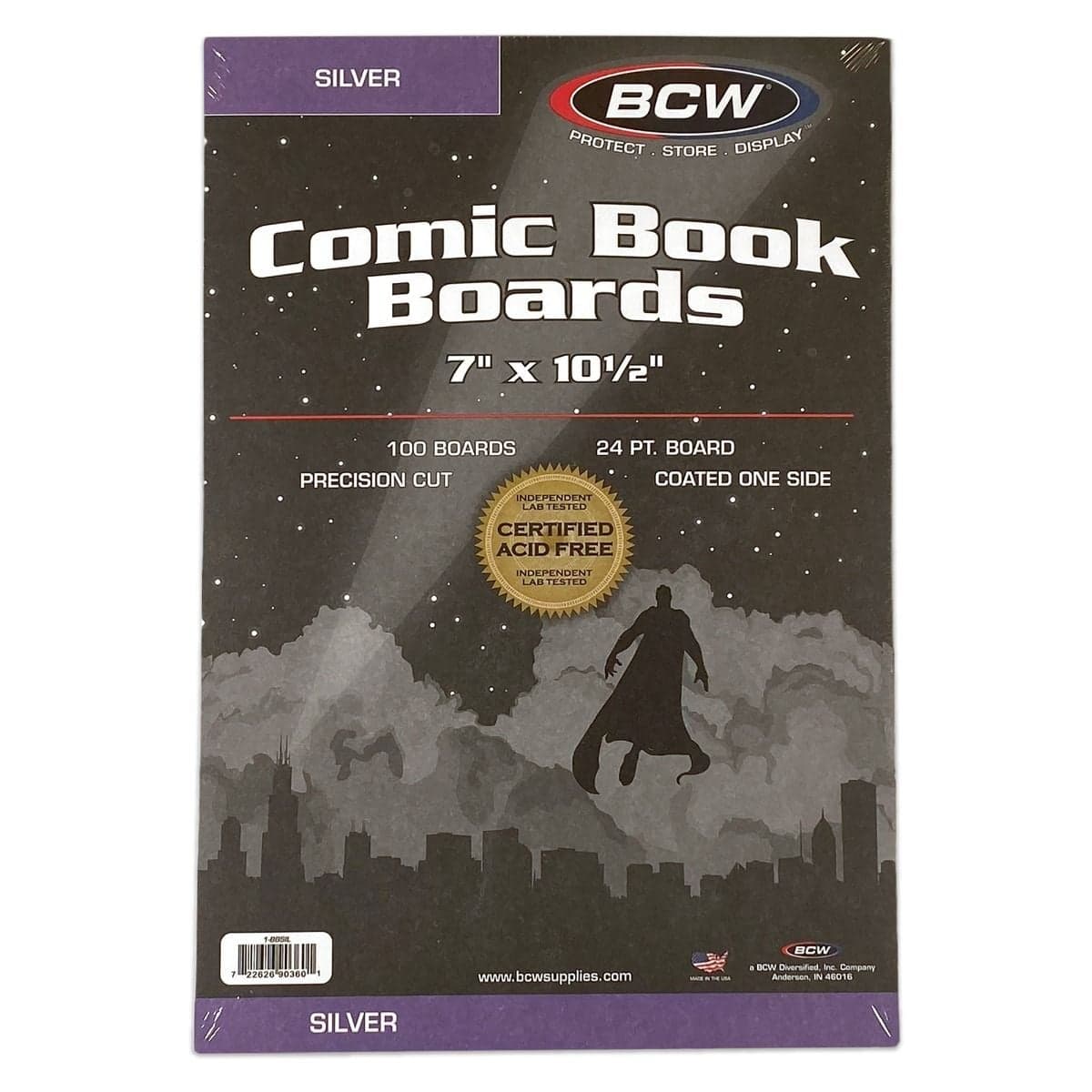 Package of BCW Silver Comic Book Boards, front view