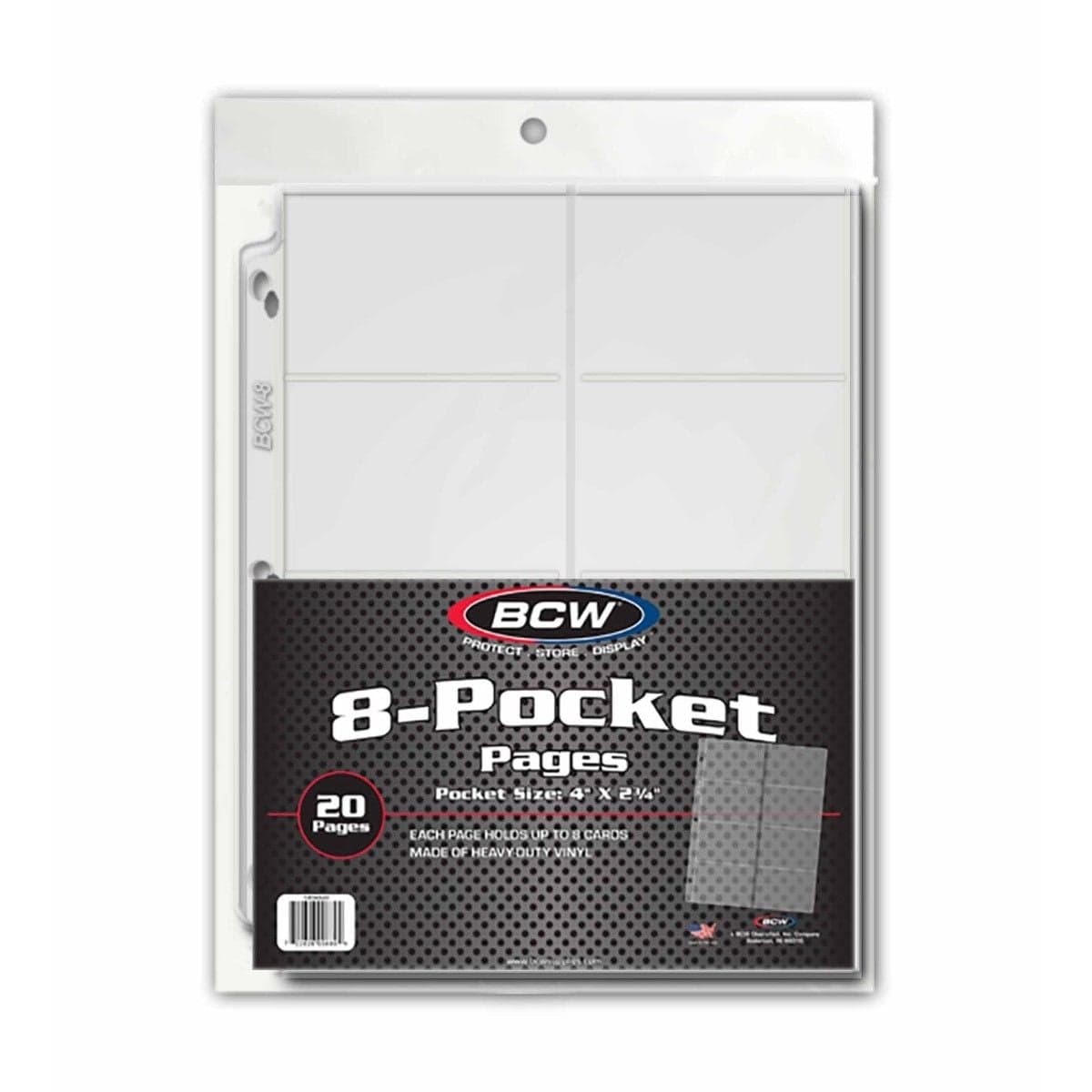 Package of 20 BCW 8-pocket vinyl pages