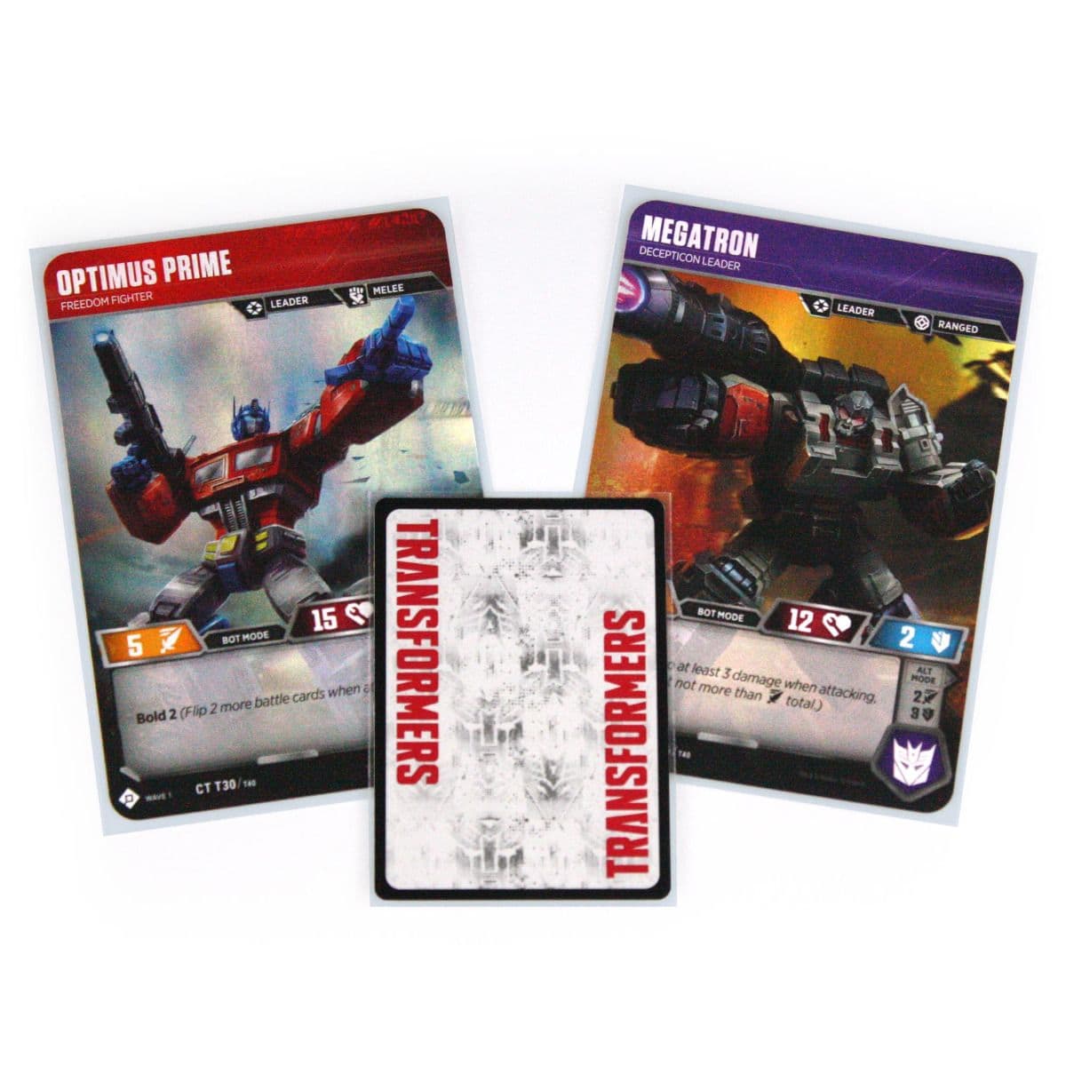 Transformers cards inside BCW Board Game Sleeves - Double Size - (89 MM x 127 MM) with smaller Transformers card in front