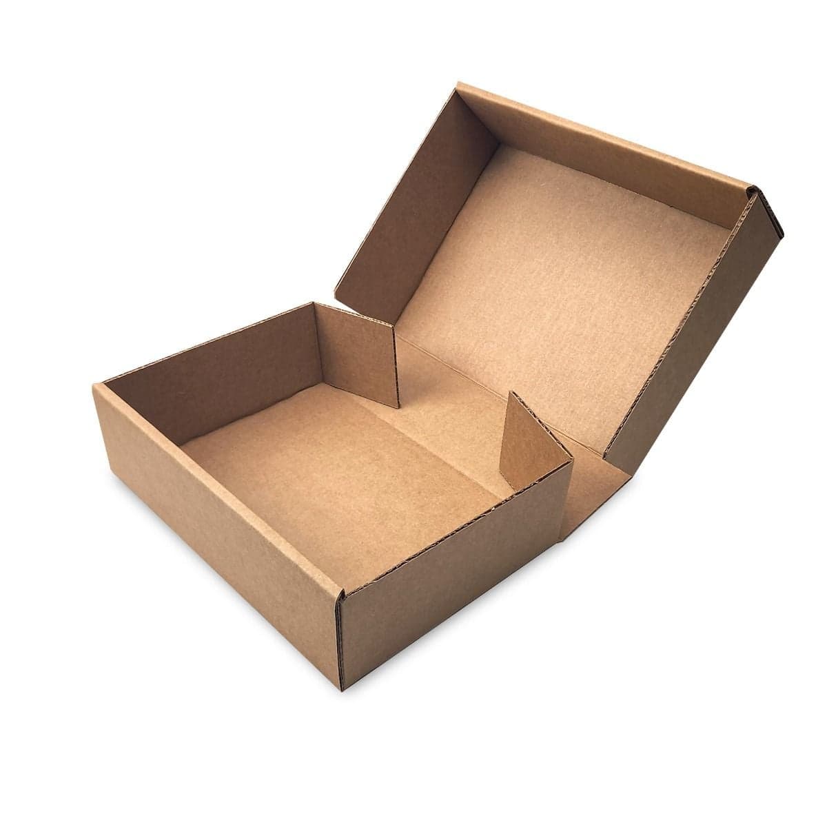 Open BCW comic book mailer, empty, angle