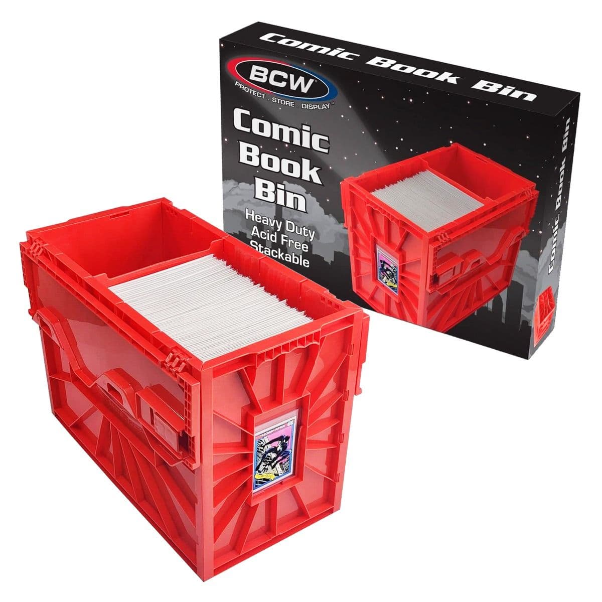 BCW Red comic book short bin. group packaging