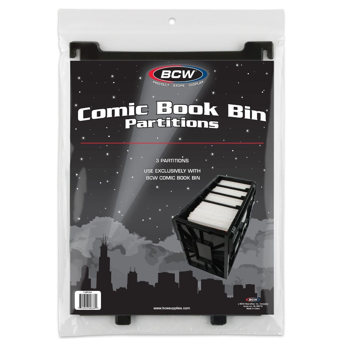 BCW Comic Book Bin Partitions - Black, packaging, 3 per pack