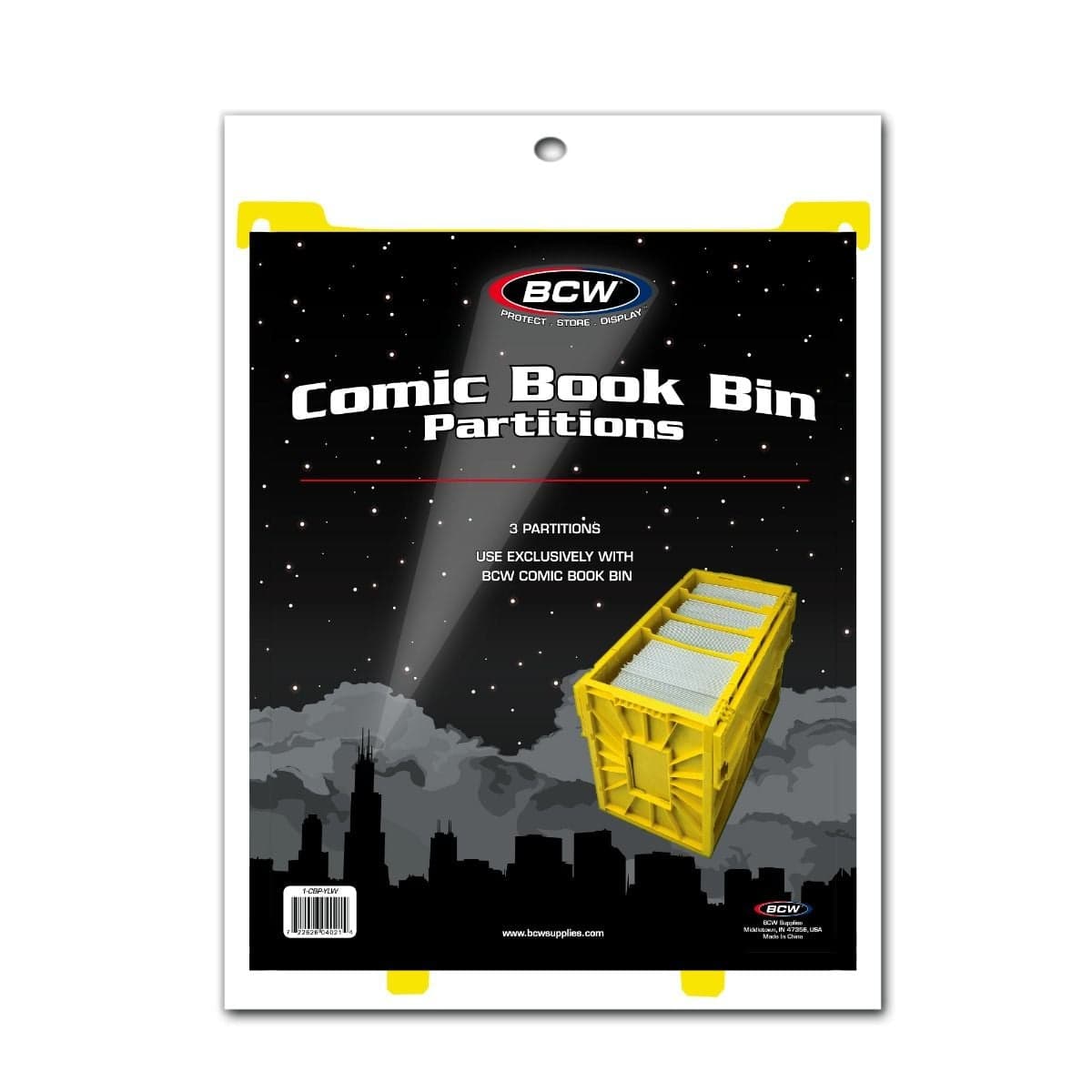 BCW Comic Book Bin Partitions - Yellow, packaging, 3 per pack