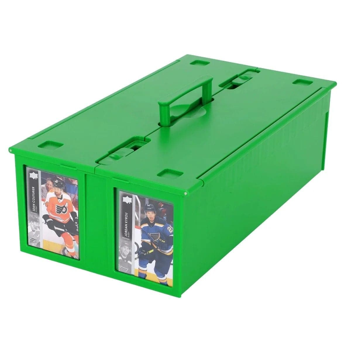 Collectible Card Bin - 1600 - Green closed with sports cards hockey