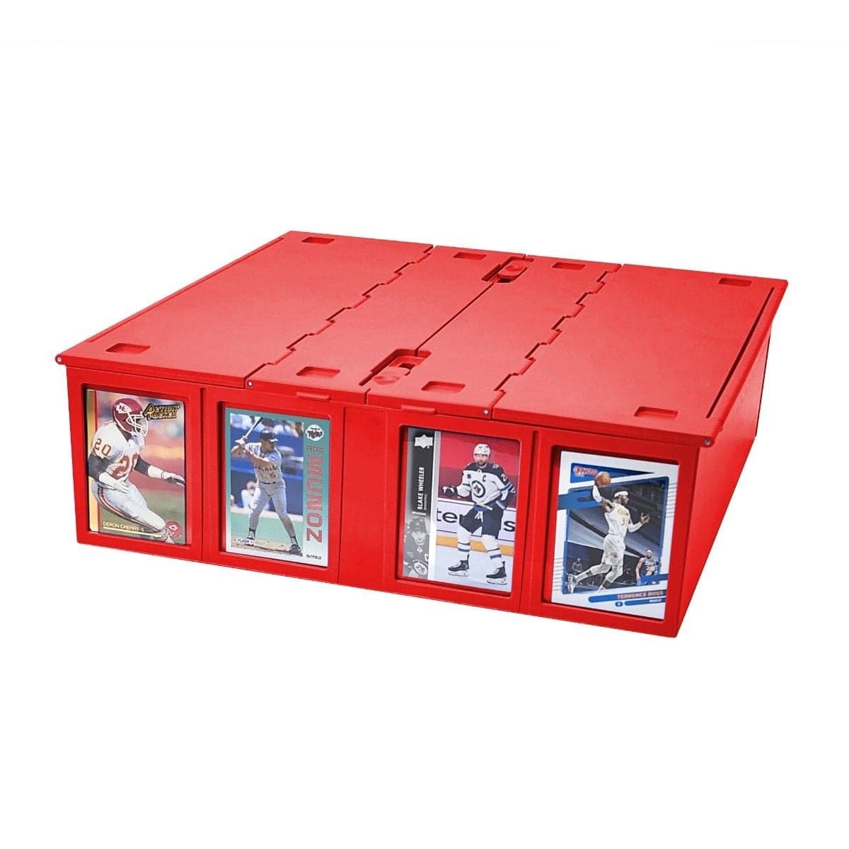 BCW Collectible Card Bin 3200- Red. Locking. Closed. Sports cards