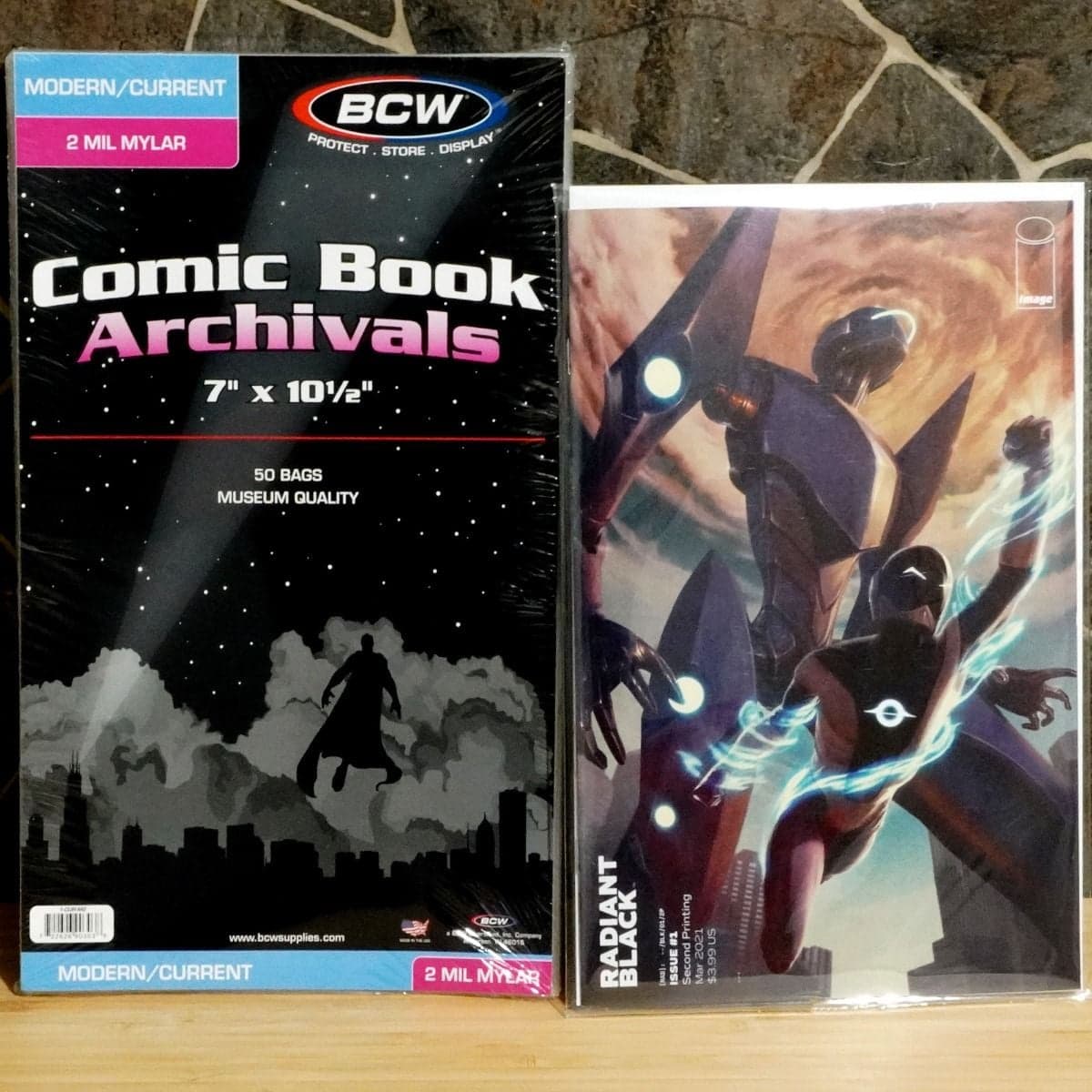 BCW Current/Modern Comic Mylar Archivals - 2 MIL. group packaging with comic in bag