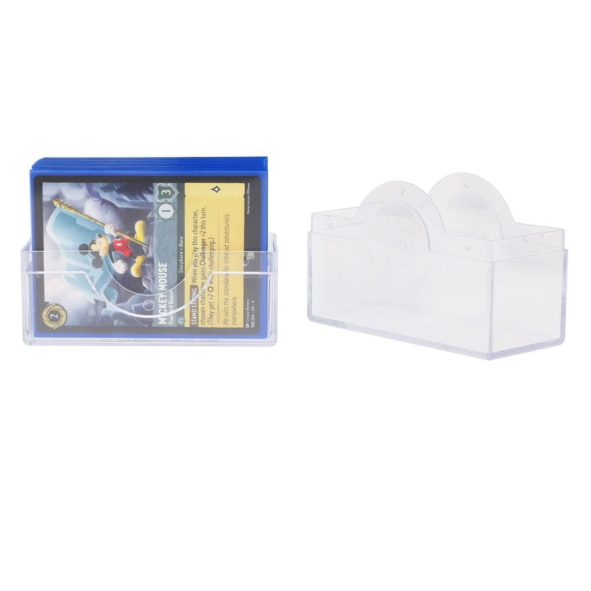 Spectrum Prism Deck Case-50 CT-Crystal Clear, opened showcasing a stored Lorcana deck.