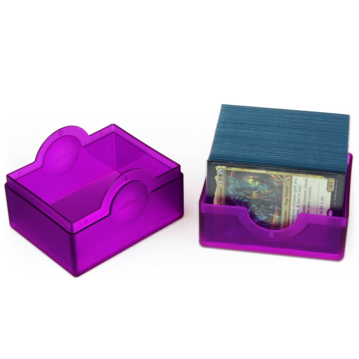 Spectrum Prism Polished Ultra Violet Purple Deck Case filled with Magic the Gathering cards