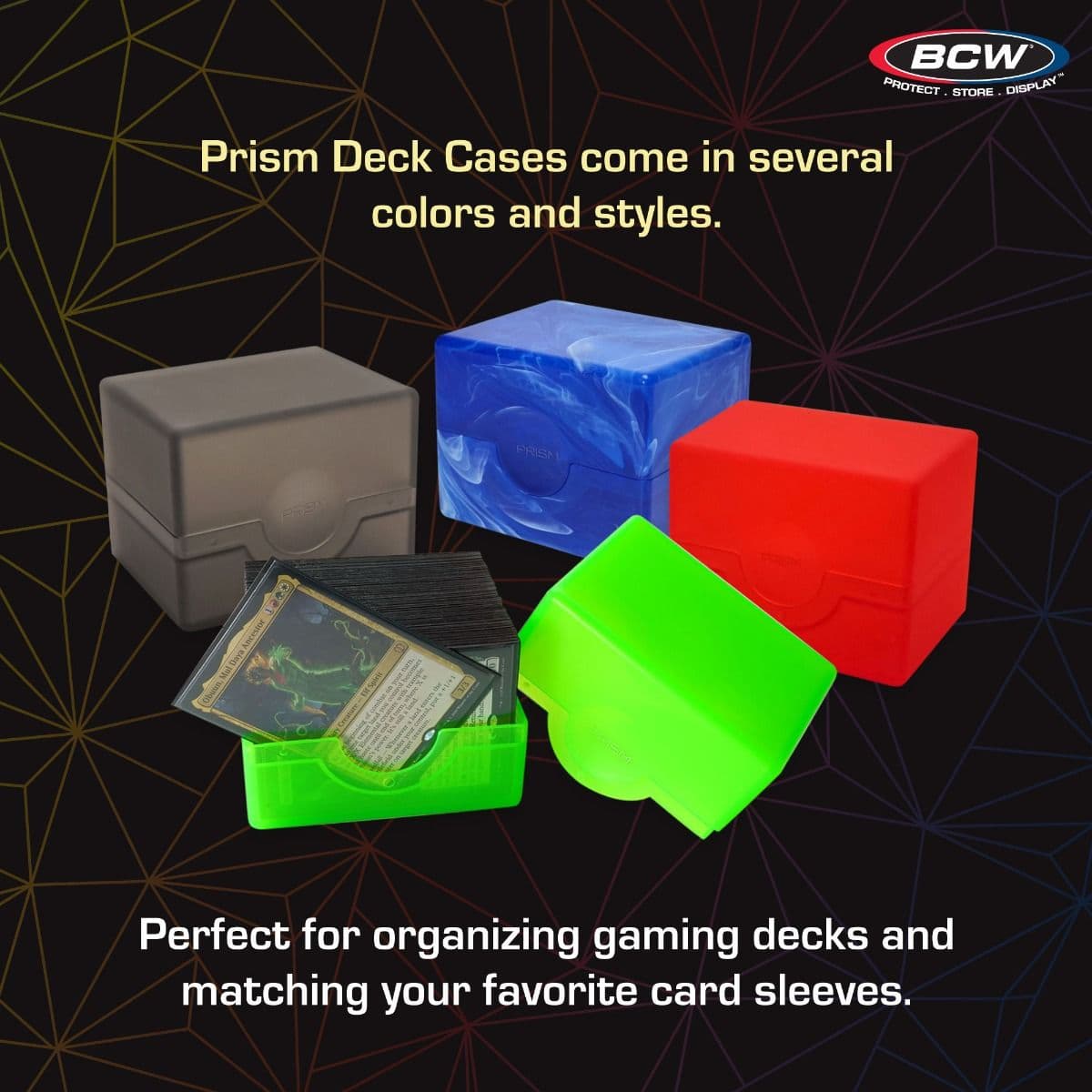 Spectrum Prism deck case infographic, several colors and styles