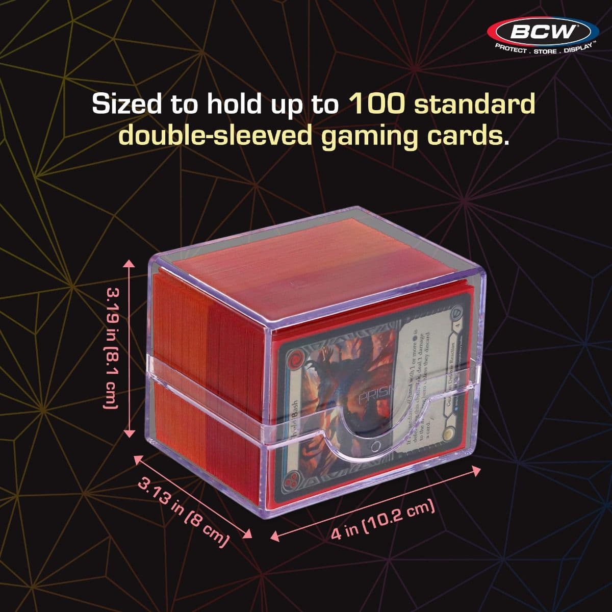 Spectrum Prism deck case infographic, measurements and specs