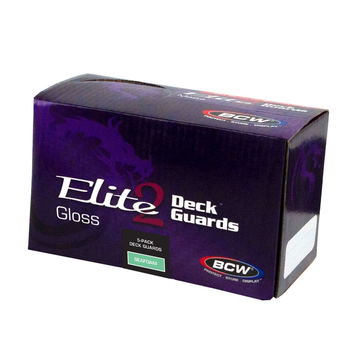 One box of 5 packs of BCW Deck Guard Elite2 in seafoam. The lid of the box is closed.