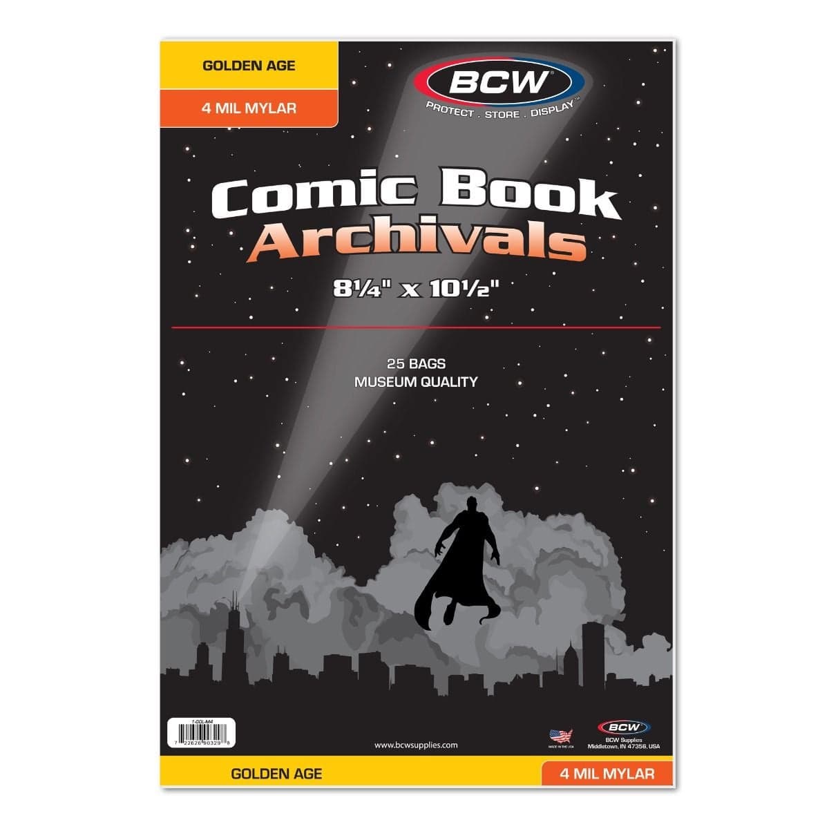 Package of BCW Golden Age Comic Book Archival Mylar Bags -4 MIL